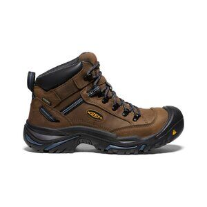 KEEN Footwear Men's Braddock AL Waterproof Mid (Steel Toe)  |  Bison/Ensign Blue